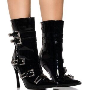 AZALEA WANG " BRATTY TACTICS " BUCKLE DETAIL BOOTIE IN BLACK( BRAND NEW !!!!!!!!